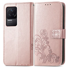 Funda de Cuero Cartera con Soporte Flores Carcasa para Xiaomi Redmi K50 Pro 5G Rosa