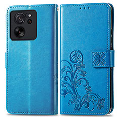 Funda de Cuero Cartera con Soporte Flores Carcasa para Xiaomi Redmi K60 Ultra 5G Azul