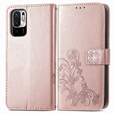 Funda de Cuero Cartera con Soporte Flores Carcasa para Xiaomi Redmi Note 11 SE 5G Rosa