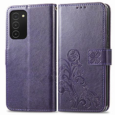 Funda de Cuero Cartera con Soporte Flores Carcasa S01D para Samsung Galaxy A03s Morado