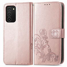 Funda de Cuero Cartera con Soporte Flores Carcasa S01D para Samsung Galaxy A03s Rosa