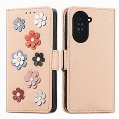 Funda de Cuero Cartera con Soporte Flores Carcasa S02D para Huawei Nova 10 Caqui