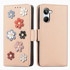 Funda de Cuero Cartera con Soporte Flores Carcasa S02D para Realme 10 4G Caqui