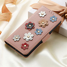 Funda de Cuero Cartera con Soporte Flores Carcasa S02D para Samsung Galaxy S21 Plus 5G Oro Rosa