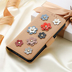 Funda de Cuero Cartera con Soporte Flores Carcasa S02D para Samsung Galaxy S23 Plus 5G Oro