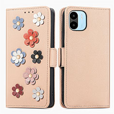 Funda de Cuero Cartera con Soporte Flores Carcasa S02D para Xiaomi Poco C50 Caqui