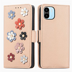 Funda de Cuero Cartera con Soporte Flores Carcasa S02D para Xiaomi Poco C51 Caqui