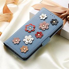 Funda de Cuero Cartera con Soporte Flores Carcasa S02D para Xiaomi Redmi K50 Gaming 5G Azul