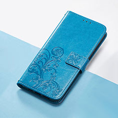 Funda de Cuero Cartera con Soporte Flores Carcasa S03D para Huawei Honor 10X Lite Azul