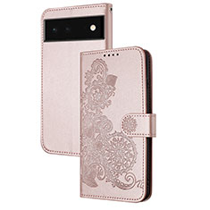 Funda de Cuero Cartera con Soporte Flores Carcasa Y01X para Google Pixel 6 5G Oro Rosa