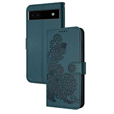 Funda de Cuero Cartera con Soporte Flores Carcasa Y01X para Google Pixel 6a 5G Verde