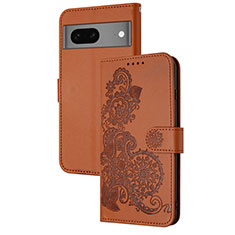 Funda de Cuero Cartera con Soporte Flores Carcasa Y01X para Google Pixel 7 5G Marron