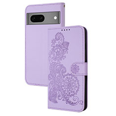 Funda de Cuero Cartera con Soporte Flores Carcasa Y01X para Google Pixel 7 5G Morado