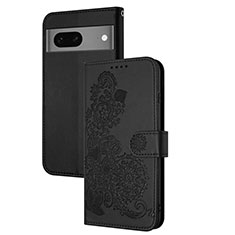 Funda de Cuero Cartera con Soporte Flores Carcasa Y01X para Google Pixel 7 5G Negro