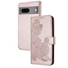 Funda de Cuero Cartera con Soporte Flores Carcasa Y01X para Google Pixel 7 5G Oro Rosa