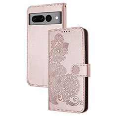 Funda de Cuero Cartera con Soporte Flores Carcasa Y01X para Google Pixel 7 Pro 5G Oro Rosa