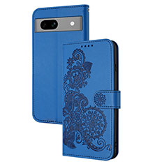 Funda de Cuero Cartera con Soporte Flores Carcasa Y01X para Google Pixel 7a 5G Azul