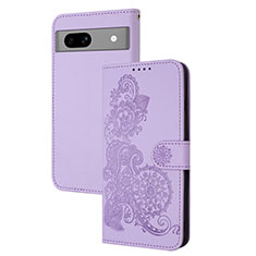 Funda de Cuero Cartera con Soporte Flores Carcasa Y01X para Google Pixel 7a 5G Morado