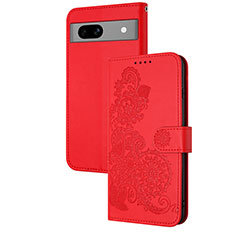 Funda de Cuero Cartera con Soporte Flores Carcasa Y01X para Google Pixel 7a 5G Rojo