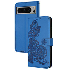 Funda de Cuero Cartera con Soporte Flores Carcasa Y01X para Google Pixel 8 Pro 5G Azul