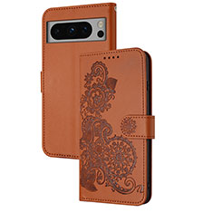 Funda de Cuero Cartera con Soporte Flores Carcasa Y01X para Google Pixel 8 Pro 5G Marron