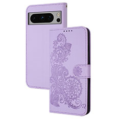 Funda de Cuero Cartera con Soporte Flores Carcasa Y01X para Google Pixel 8 Pro 5G Morado