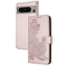 Funda de Cuero Cartera con Soporte Flores Carcasa Y01X para Google Pixel 8 Pro 5G Oro Rosa