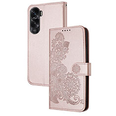 Funda de Cuero Cartera con Soporte Flores Carcasa Y01X para Huawei Honor 90 Lite 5G Oro Rosa