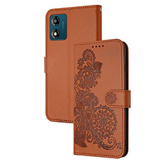 Funda de Cuero Cartera con Soporte Flores Carcasa Y01X para Motorola Moto E13 Marron