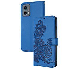 Funda de Cuero Cartera con Soporte Flores Carcasa Y01X para Motorola Moto G 5G (2023) Azul