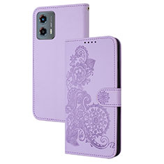 Funda de Cuero Cartera con Soporte Flores Carcasa Y01X para Motorola Moto G 5G (2023) Morado