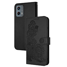 Funda de Cuero Cartera con Soporte Flores Carcasa Y01X para Motorola Moto G 5G (2023) Negro