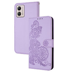 Funda de Cuero Cartera con Soporte Flores Carcasa Y01X para Motorola Moto G53 5G Morado