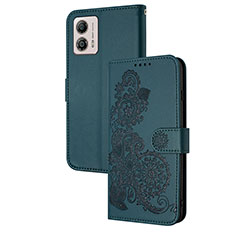 Funda de Cuero Cartera con Soporte Flores Carcasa Y01X para Motorola Moto G53 5G Verde