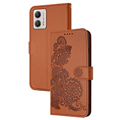 Funda de Cuero Cartera con Soporte Flores Carcasa Y01X para Motorola Moto G53y 5G Marron