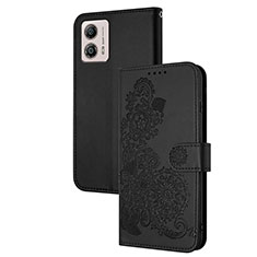 Funda de Cuero Cartera con Soporte Flores Carcasa Y01X para Motorola Moto G53y 5G Negro