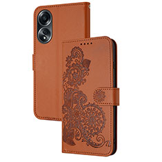 Funda de Cuero Cartera con Soporte Flores Carcasa Y01X para Oppo A18 Marron