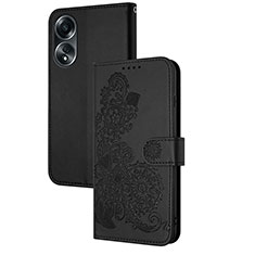 Funda de Cuero Cartera con Soporte Flores Carcasa Y01X para Oppo A18 Negro