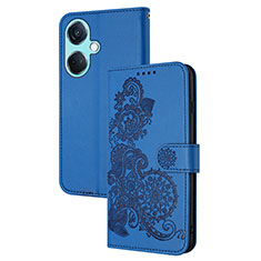 Funda de Cuero Cartera con Soporte Flores Carcasa Y01X para Oppo K11 5G Azul