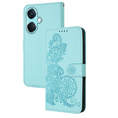 Funda de Cuero Cartera con Soporte Flores Carcasa Y01X para Oppo K11 5G Azul Claro