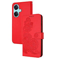 Funda de Cuero Cartera con Soporte Flores Carcasa Y01X para Oppo K11 5G Rojo