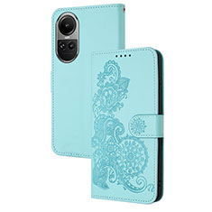 Funda de Cuero Cartera con Soporte Flores Carcasa Y01X para Oppo Reno10 5G Azul Claro