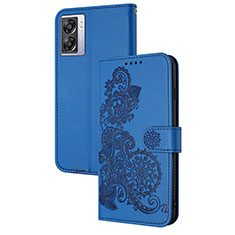 Funda de Cuero Cartera con Soporte Flores Carcasa Y01X para Realme V23i 5G Azul