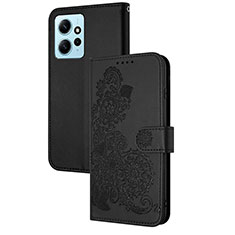 Funda de Cuero Cartera con Soporte Flores Carcasa Y01X para Xiaomi Redmi Note 12 4G Negro