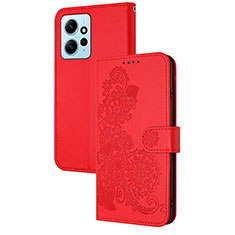 Funda de Cuero Cartera con Soporte Flores Carcasa Y01X para Xiaomi Redmi Note 12 4G Rojo