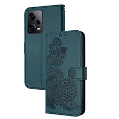 Funda de Cuero Cartera con Soporte Flores Carcasa Y01X para Xiaomi Redmi Note 12 Explorer Verde