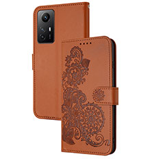 Funda de Cuero Cartera con Soporte Flores Carcasa Y01X para Xiaomi Redmi Note 12S Marron