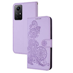 Funda de Cuero Cartera con Soporte Flores Carcasa Y01X para Xiaomi Redmi Note 12S Morado