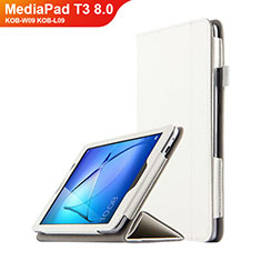 Funda de Cuero Cartera con Soporte L01 para Huawei MediaPad T3 8.0 KOB-W09 KOB-L09 Blanco