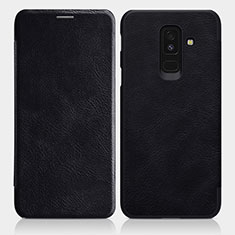 Funda de Cuero Cartera con Soporte L01 para Samsung Galaxy A6 Plus (2018) Negro